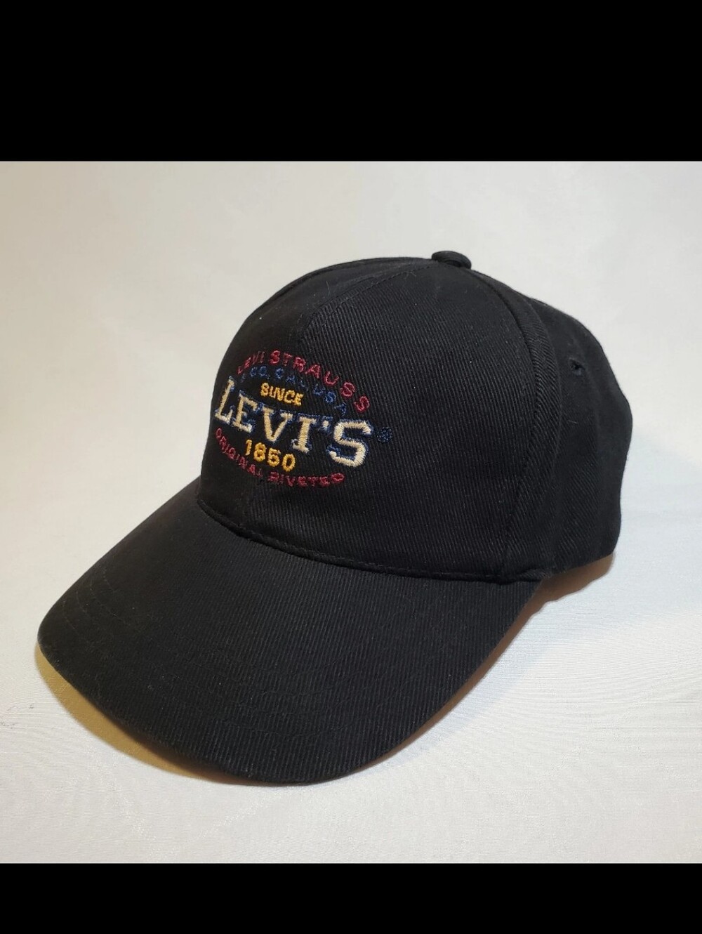 Vintage 90s Levis Strauss Snapback Hat Black Embroidered Logo Cap Two Horse
